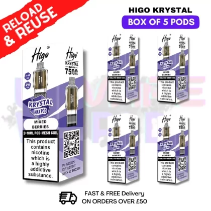 Mixed Berries Krystal Higo Max Replacement Pods BOX OF 5