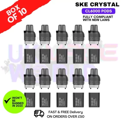 Blue Sour Raspberry SKE Crystal CL6000 Prefilled Pod Box Of 10