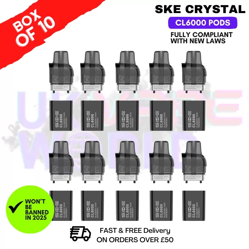 Blue Sour Raspberry SKE Crystal CL6000 Prefilled Pod Box Of 10