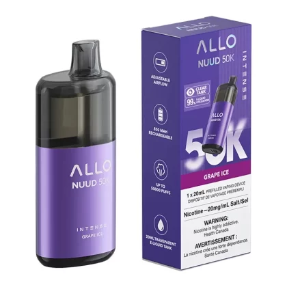 Allo Intense Nuud 50K Disposable Vape Device – Grape Ice 20ml - 20mg/mL