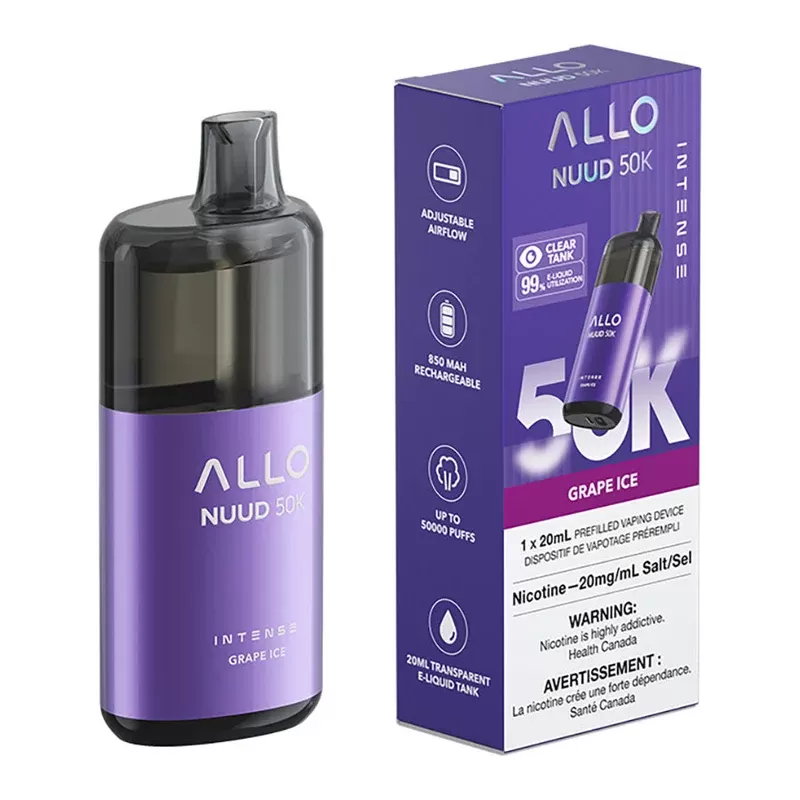 Allo Intense Nuud 50K Disposable Vape Device – Grape Ice 20ml - 20mg/mL