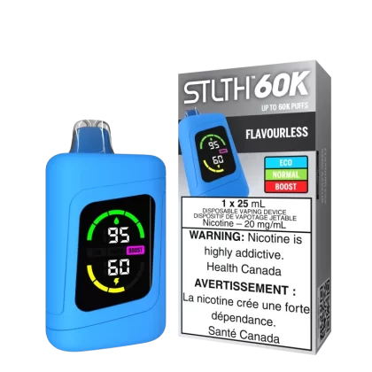 STLTH 60K - Flavourless - 20 mg/mL (wholeseller) - Excise ON, 20 mg/mL (wholeseller) - Excise AB (8A77F0)