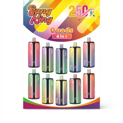 Bang King 250K Puffs 4-in-1 Flavors Disposable Vape - Random Flavors(Minimum 2 Pieces), Lemon Lime & Watermelon Ice & Black Ice Dragon Fruit Strawberry & Love 66; 3-nicotine, 2-nicotine