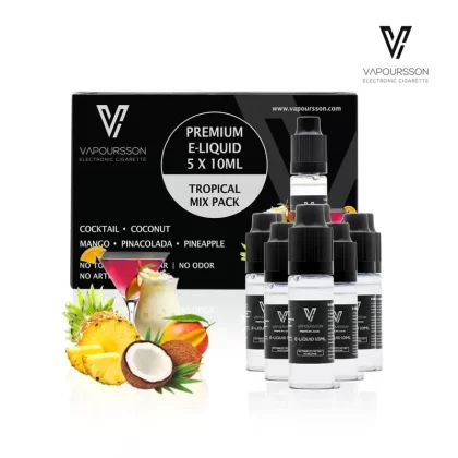 Vapoursson e-Liquid – Tropical Pack 0mg 10ml Bottle x 5 Pack | Cigee