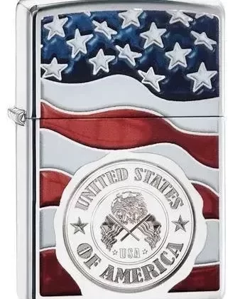 Zippo Lighter – American Stamp On Flag