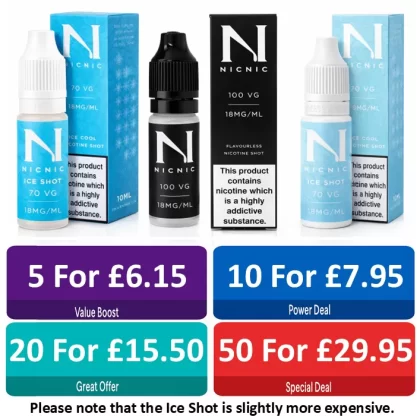 Nic Nic Nicotine Shots 18mg – 70VG/100VG/Ice Cool - Vapestorm Co