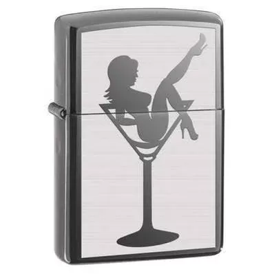 Zippo Lighter – Lady in Cocktail Glass Black Ice